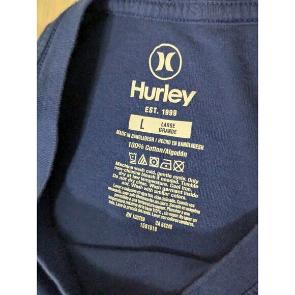 Hurley Men's Graphic T-Shirt Royal Blue Large Short Sleeve - Picture 5 of 5